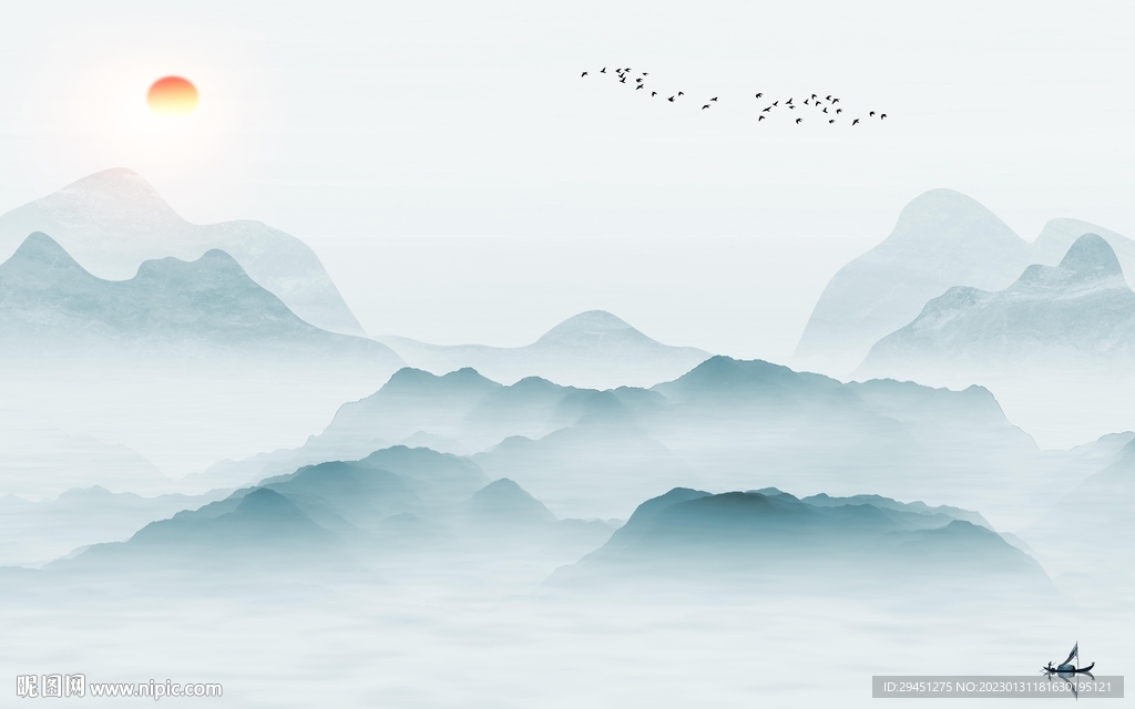 大气 简约中式山水 TiF分层