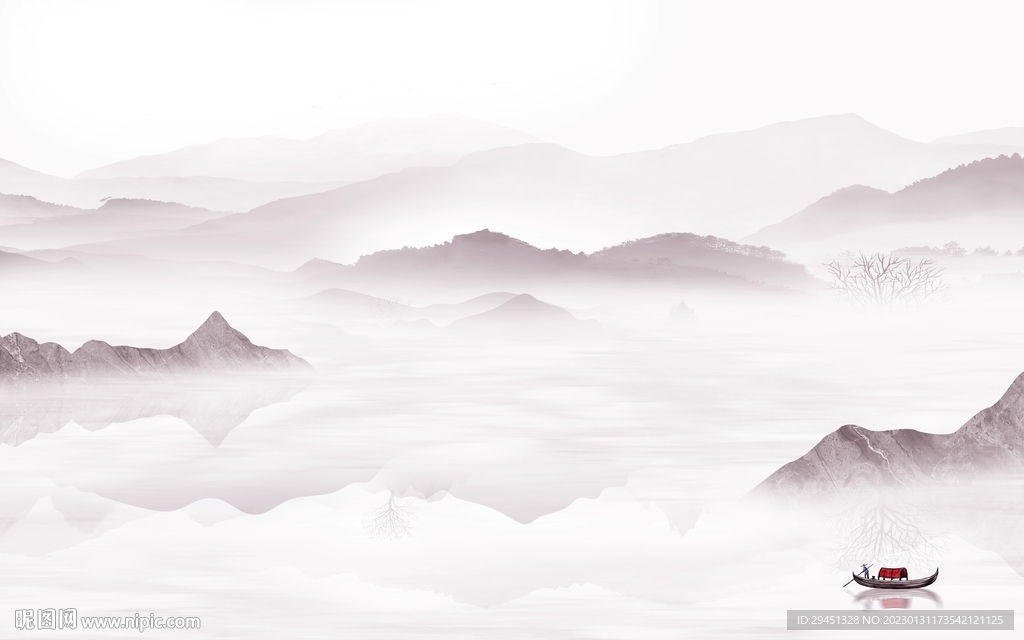 客厅 最新山水墙画 tif分层