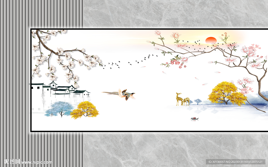 新款 现代高端山水 tif分层