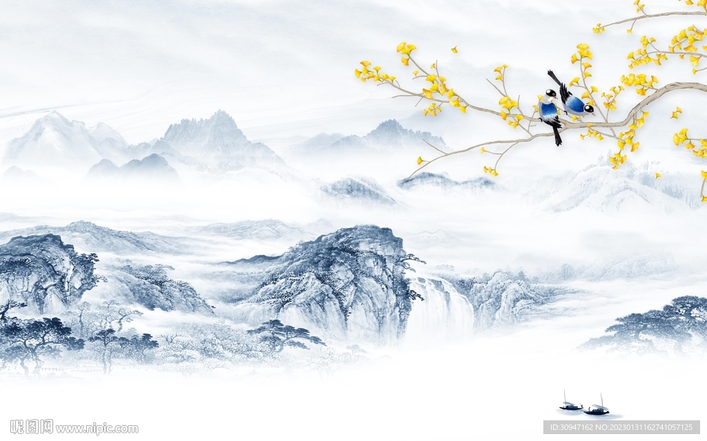 新品 现代爆款山水 tIf分层