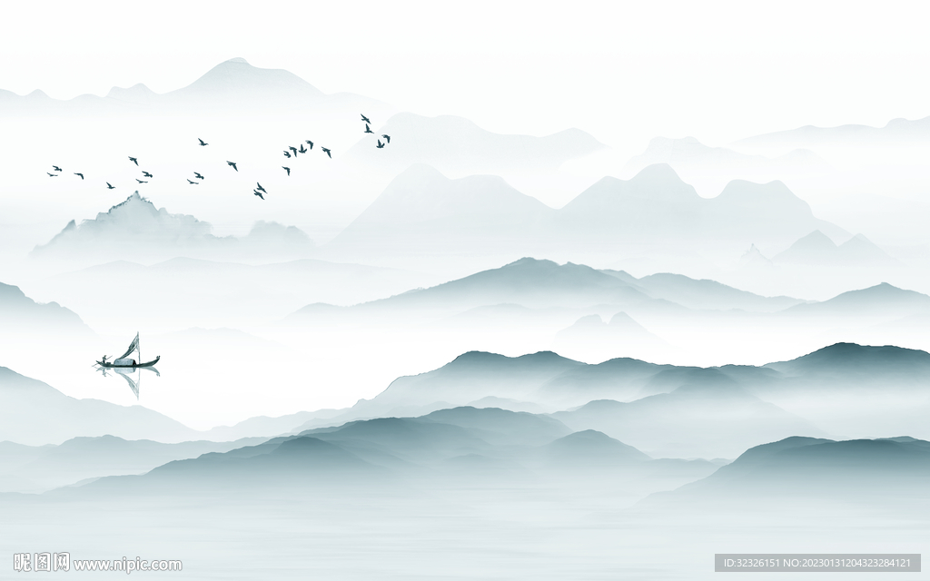 最新 中式新款山水 tif分层