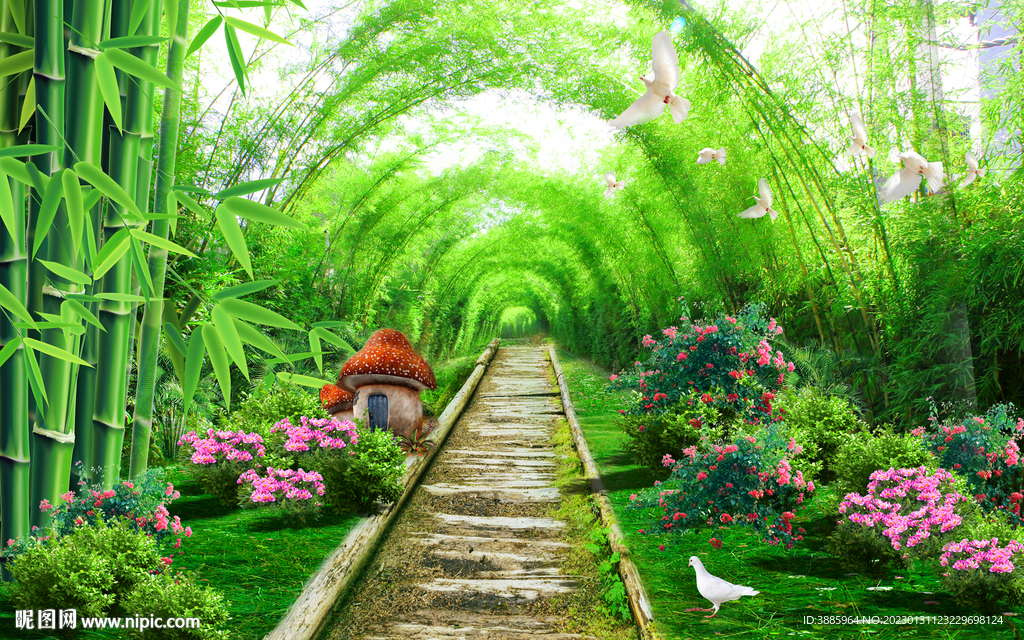 竹林走道背景墙图片