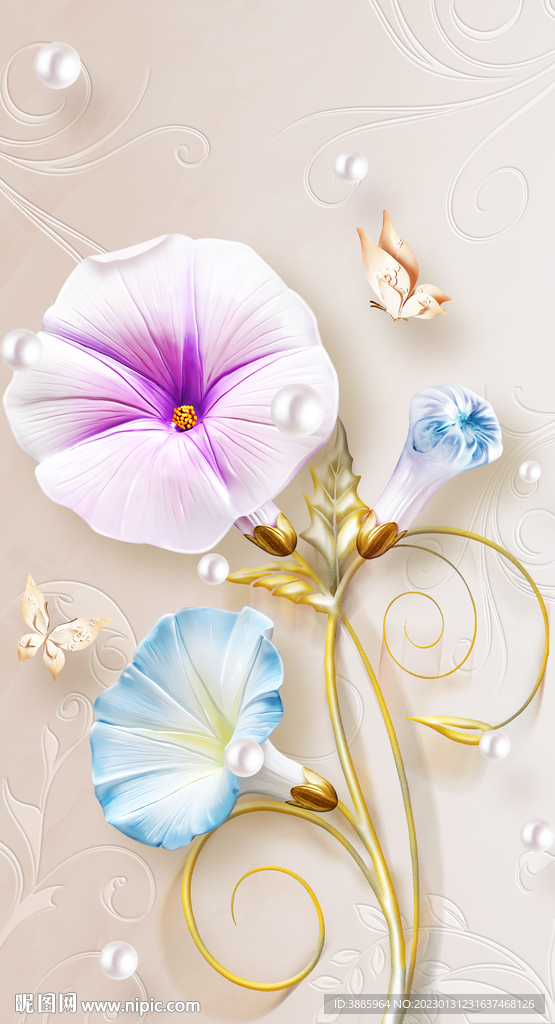 高端意境立体花玄关图片