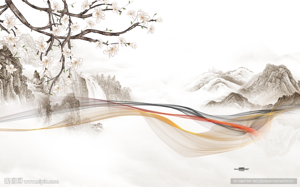 现代 高端新山水画 TIf分层