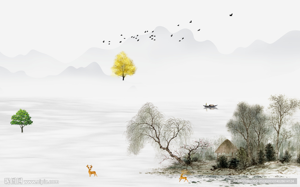 古风 最新款山水画 TiF分层