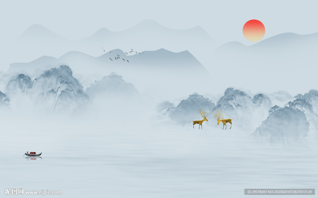 新品 爆款客厅山水 TIf分层