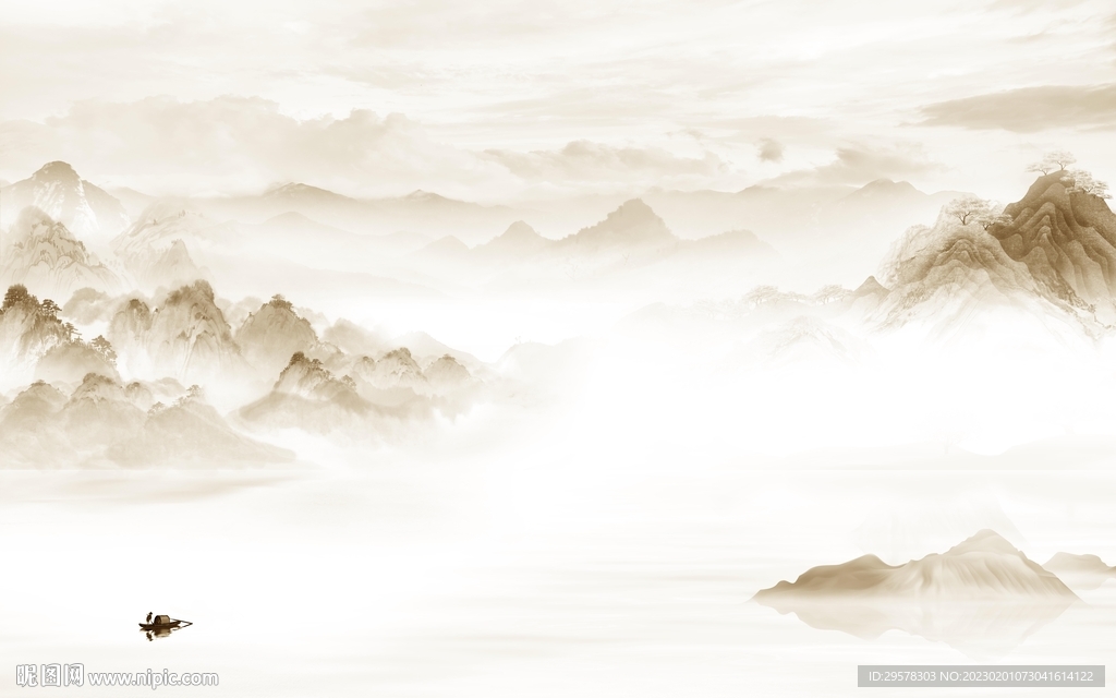 意境 爆款客厅山水 TIf分层