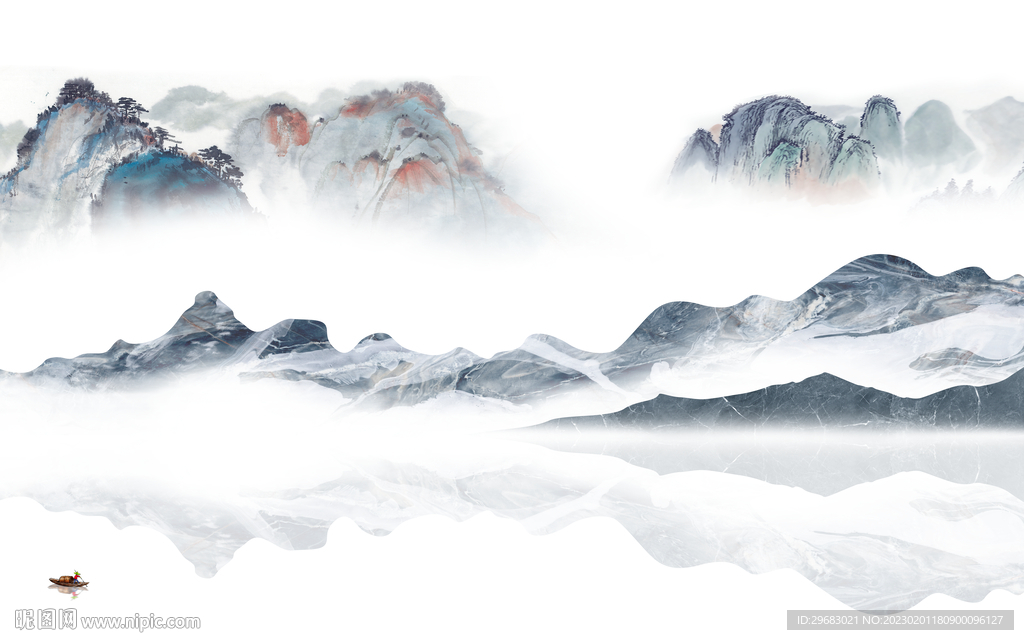 客厅 意境山水新画 TIF分层