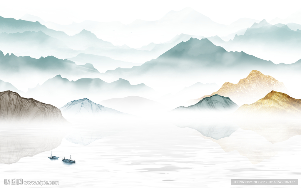 高清 意境山水新画 TIF分层