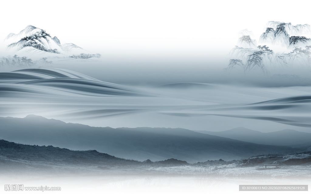 意境 高档山水墙画 Tif分层