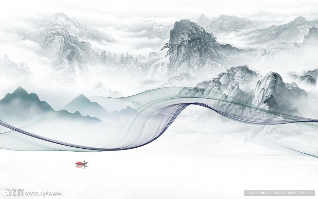 高档 新高端山水画 tIF分层