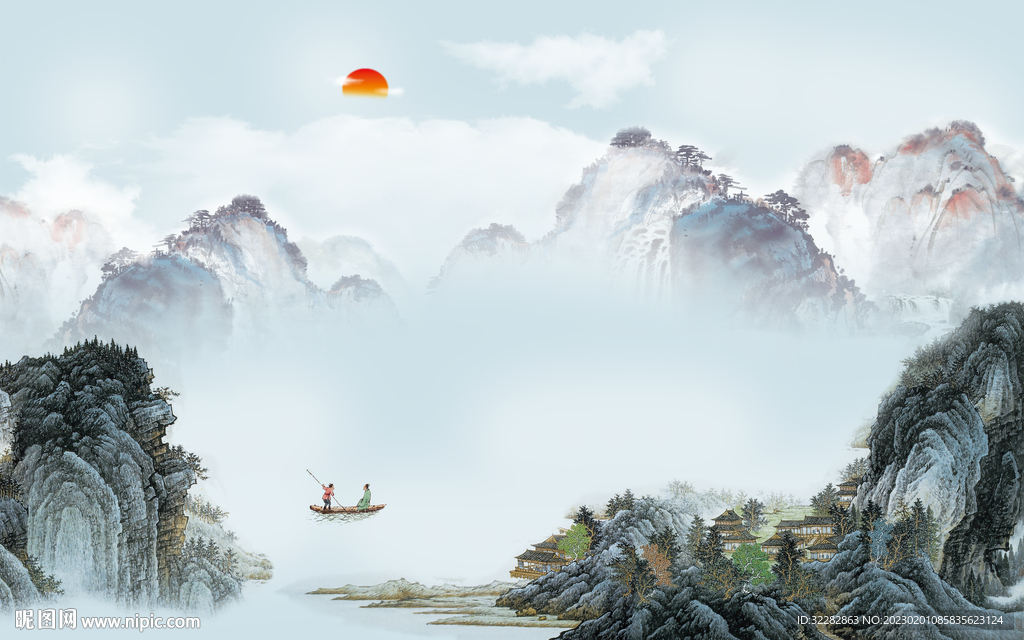 现代 新高端山水画 tIF分层