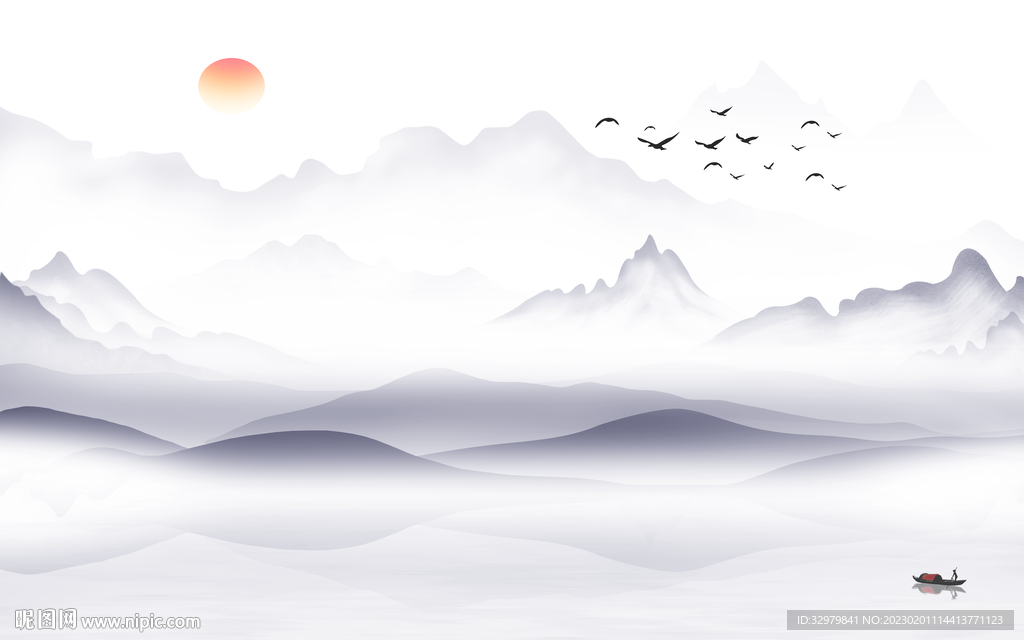 极简 高清意境山水 tif分层