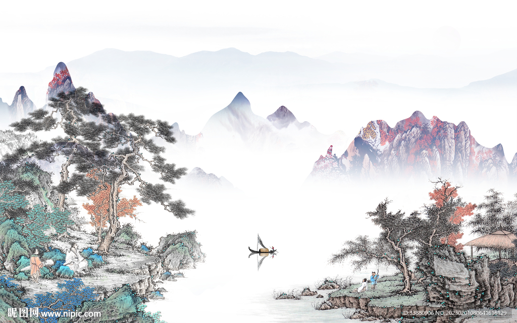 古风 背景沙发山水 Tif分层