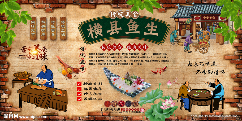 横县鱼生背景墙