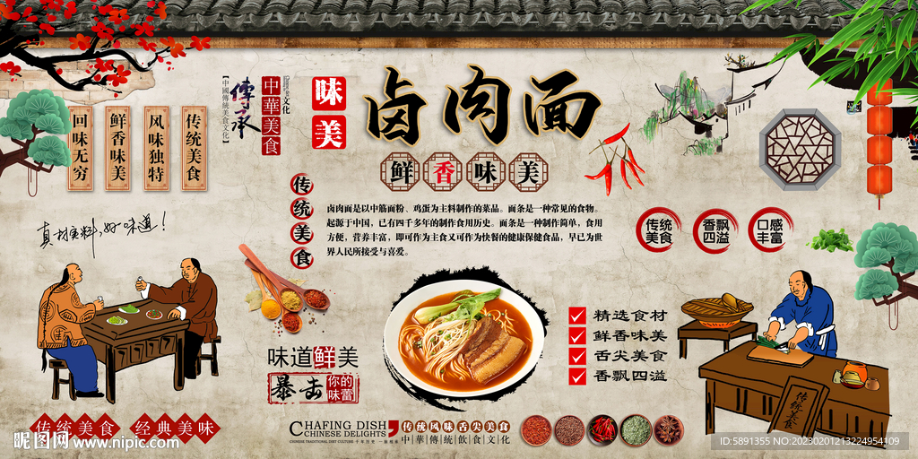 卤肉面背景墙