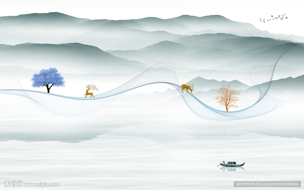 新款 客厅最新山水 TIF分层