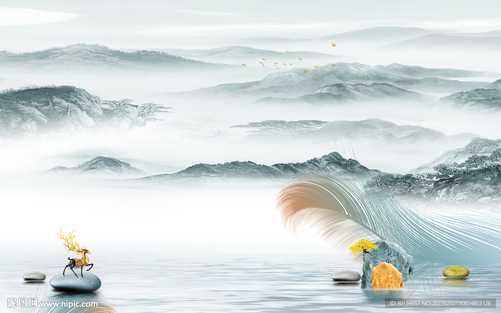 新款 意境人气山水 tif分层