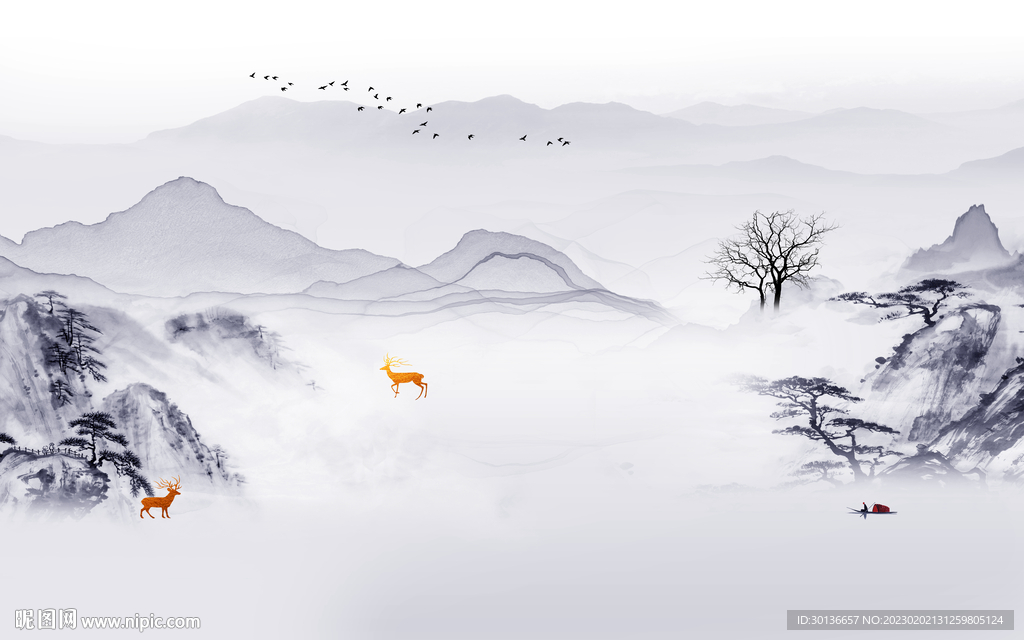 高清 意境人气山水 tif分层