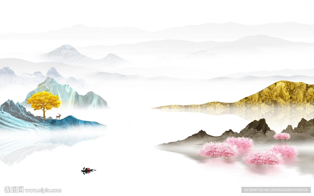 大气 中式新款山水 tIf分层