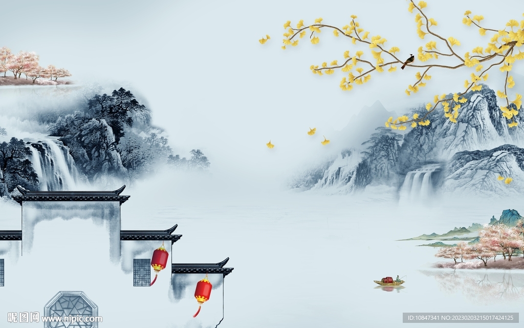 客厅 中式新山水画 TIf分层