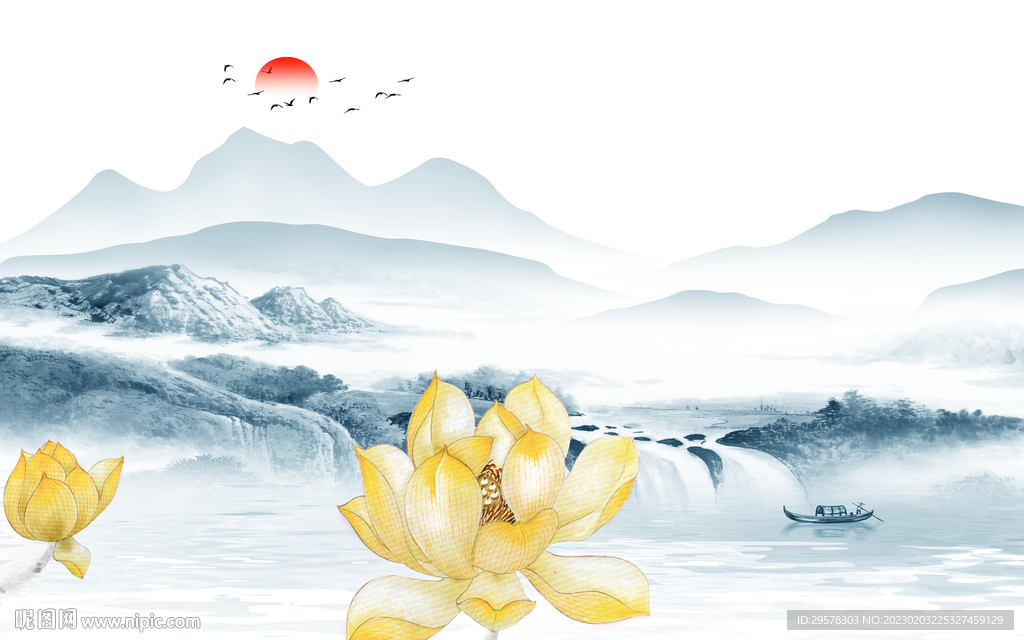 高端 高档背景山水 TIf分层