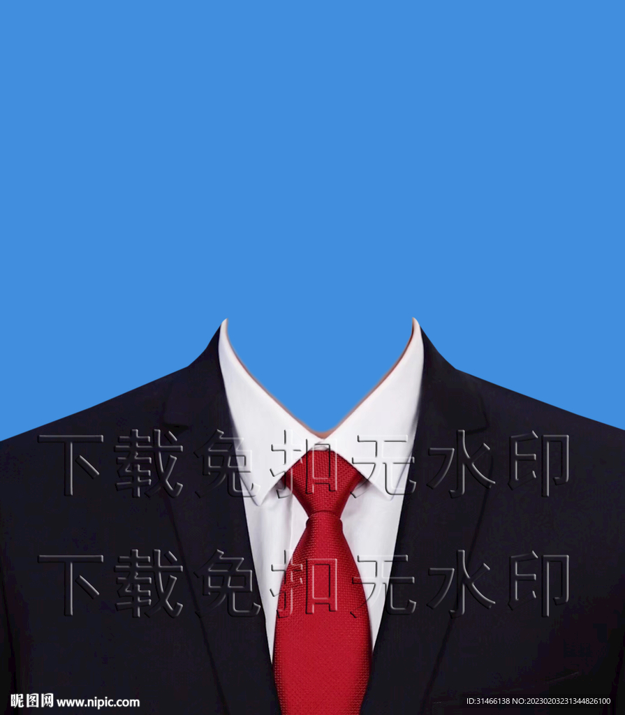 红领带证件照西装 