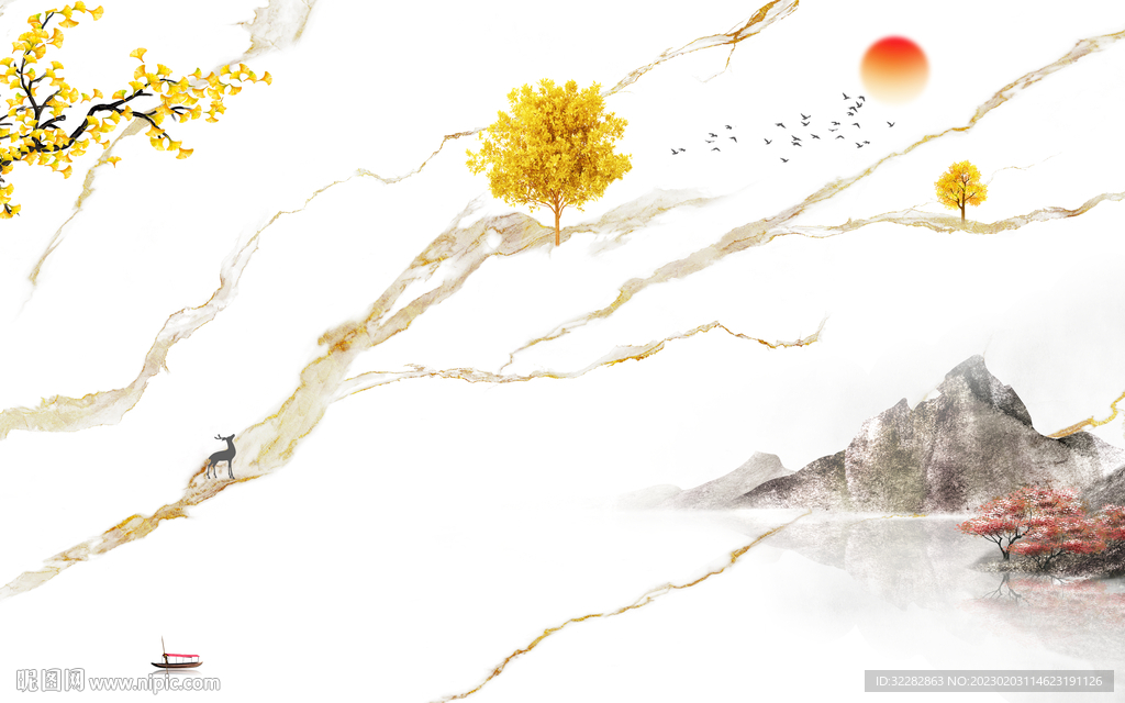 新款 新客厅山水画 tIF分层