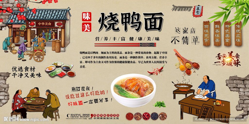 烧鸭面背景墙