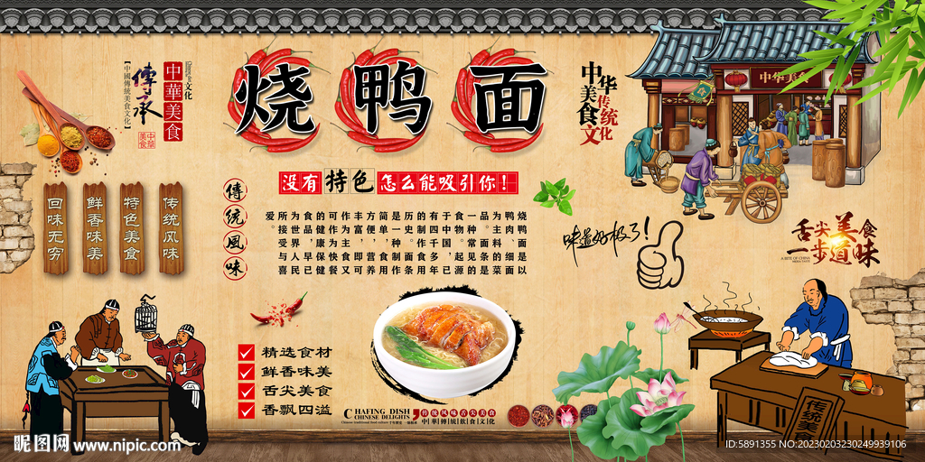 烧鸭面背景墙