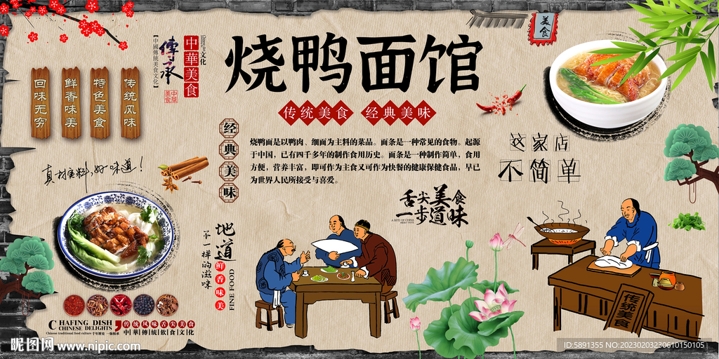 烧鸭面背景墙