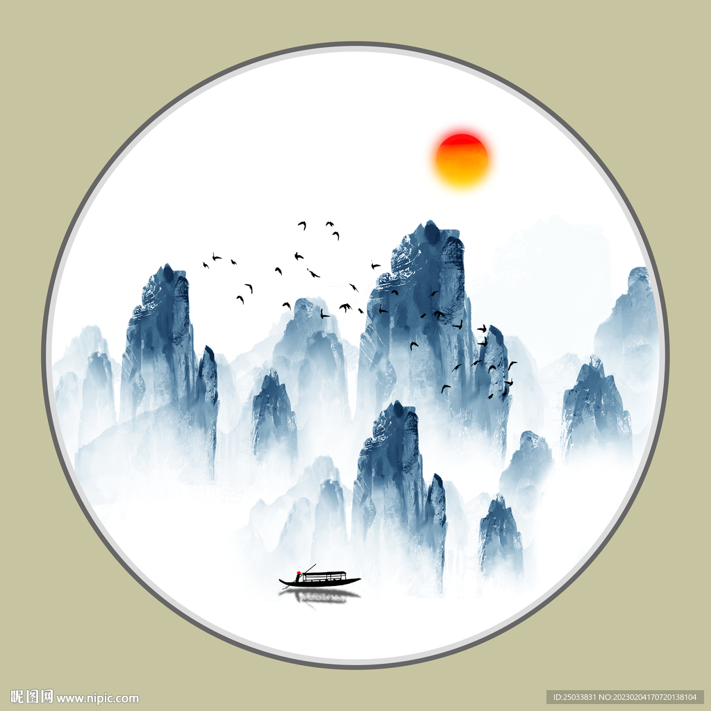  禅意水墨山水画