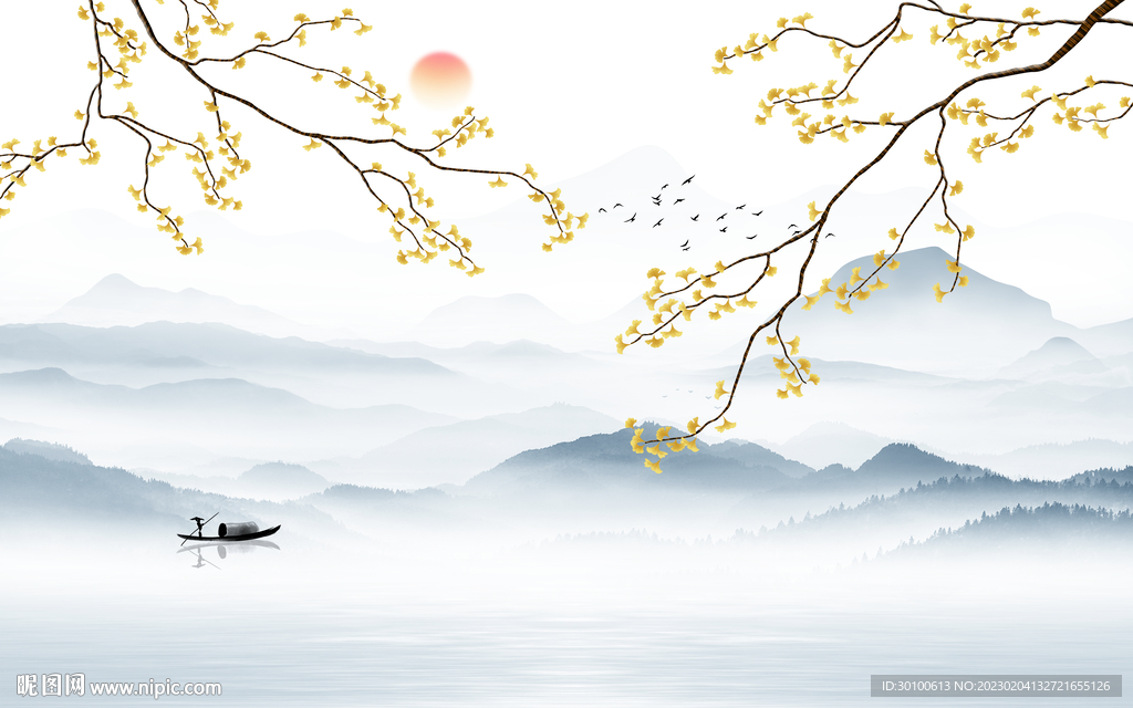 极简 高端背景山水 Tif分层