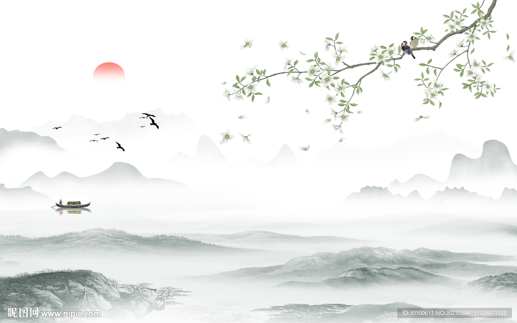 新品 高端背景山水 Tif分层