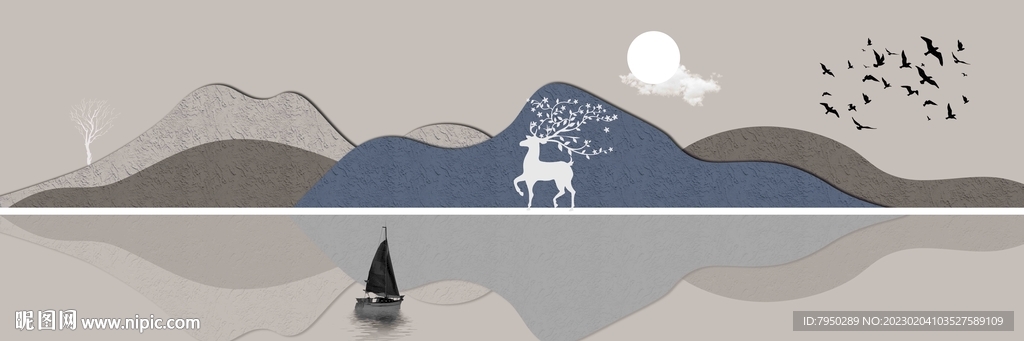 轻奢背有靠山侘寂风装饰画