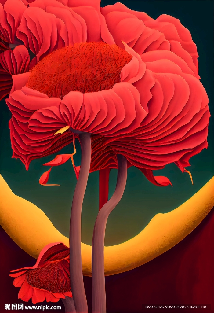 简约红色花朵装饰画