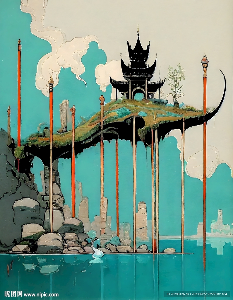 超现实山水意境油画