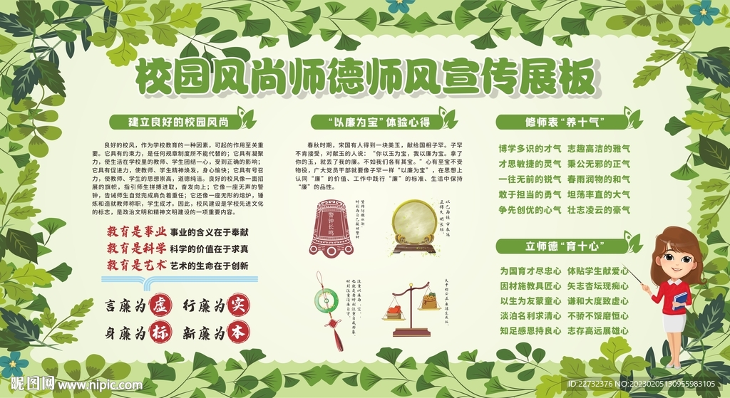 校园风尚师德师风宣传展板