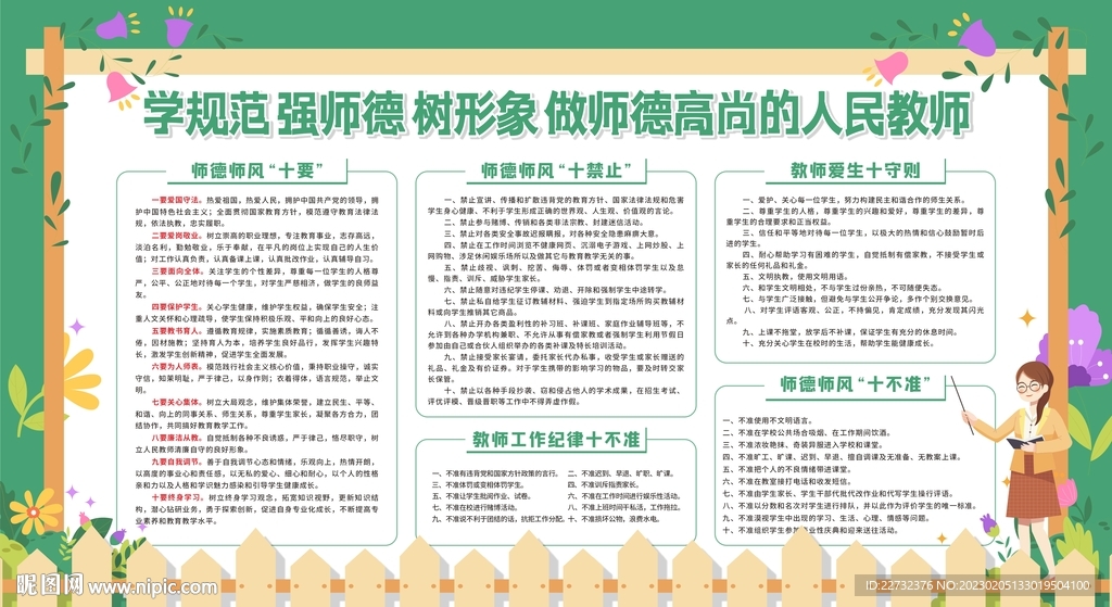 校园风尚师德师风宣传展板