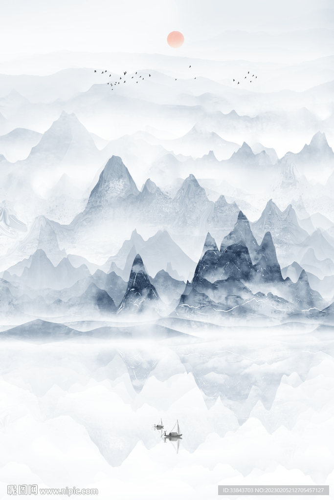 竖幅山水画