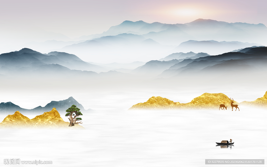 客厅 山水新背景画 TiF分层