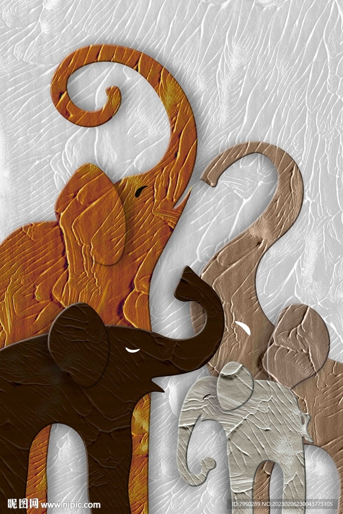 抽象侘寂风大象肌理装饰画