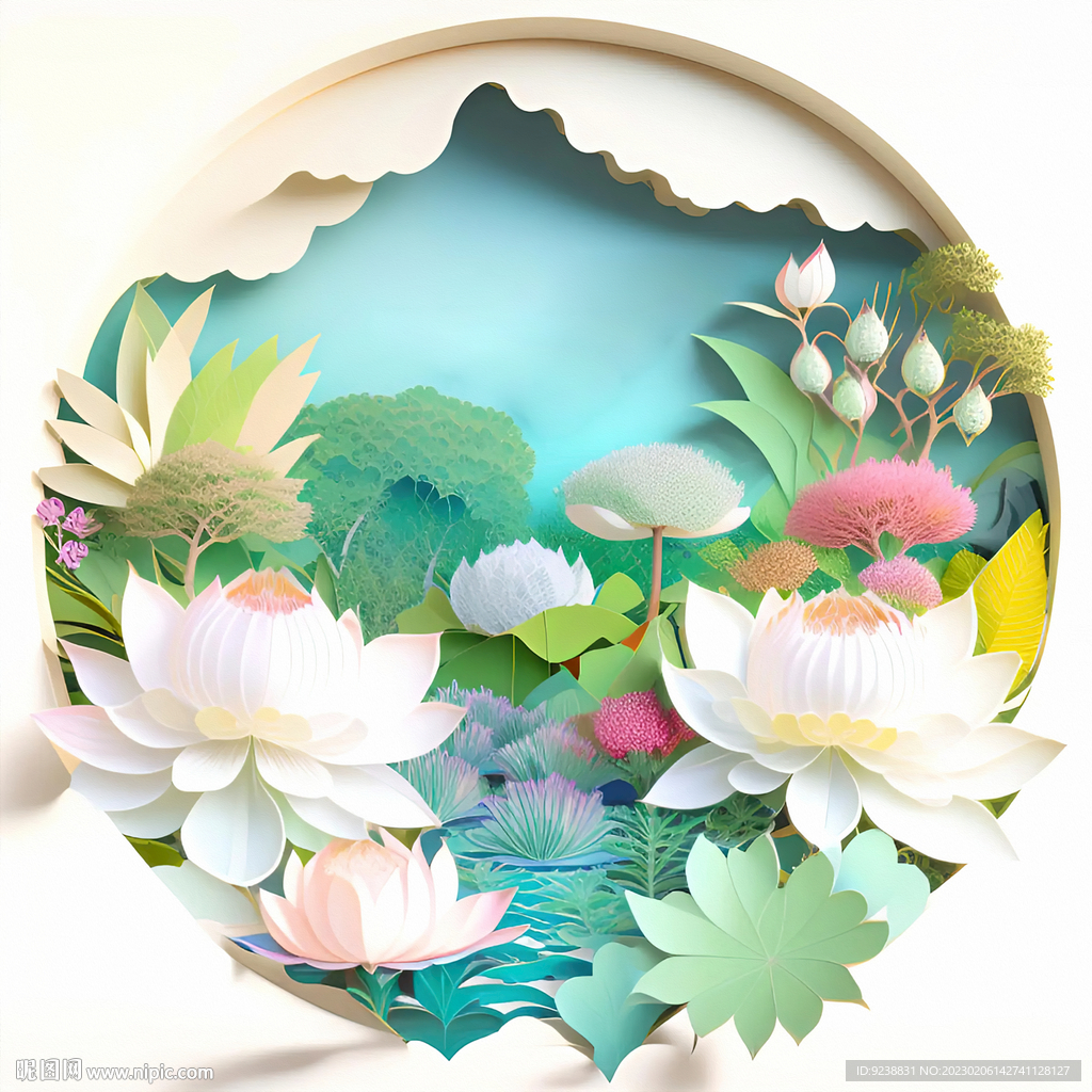 荷花国画