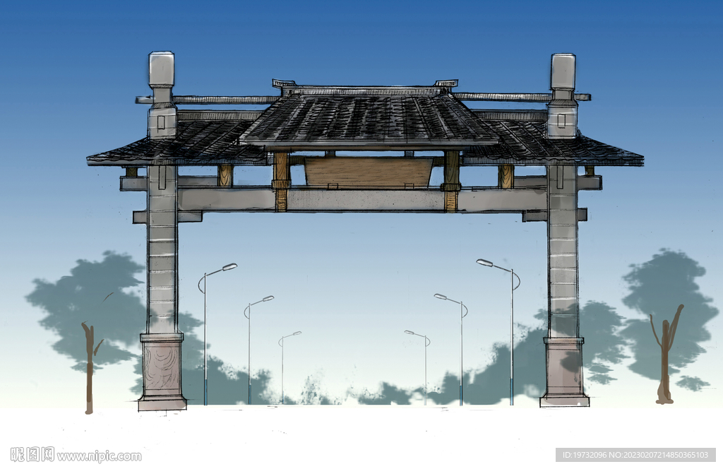门楼手绘