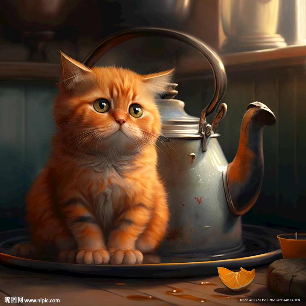 萌猫与茶壶