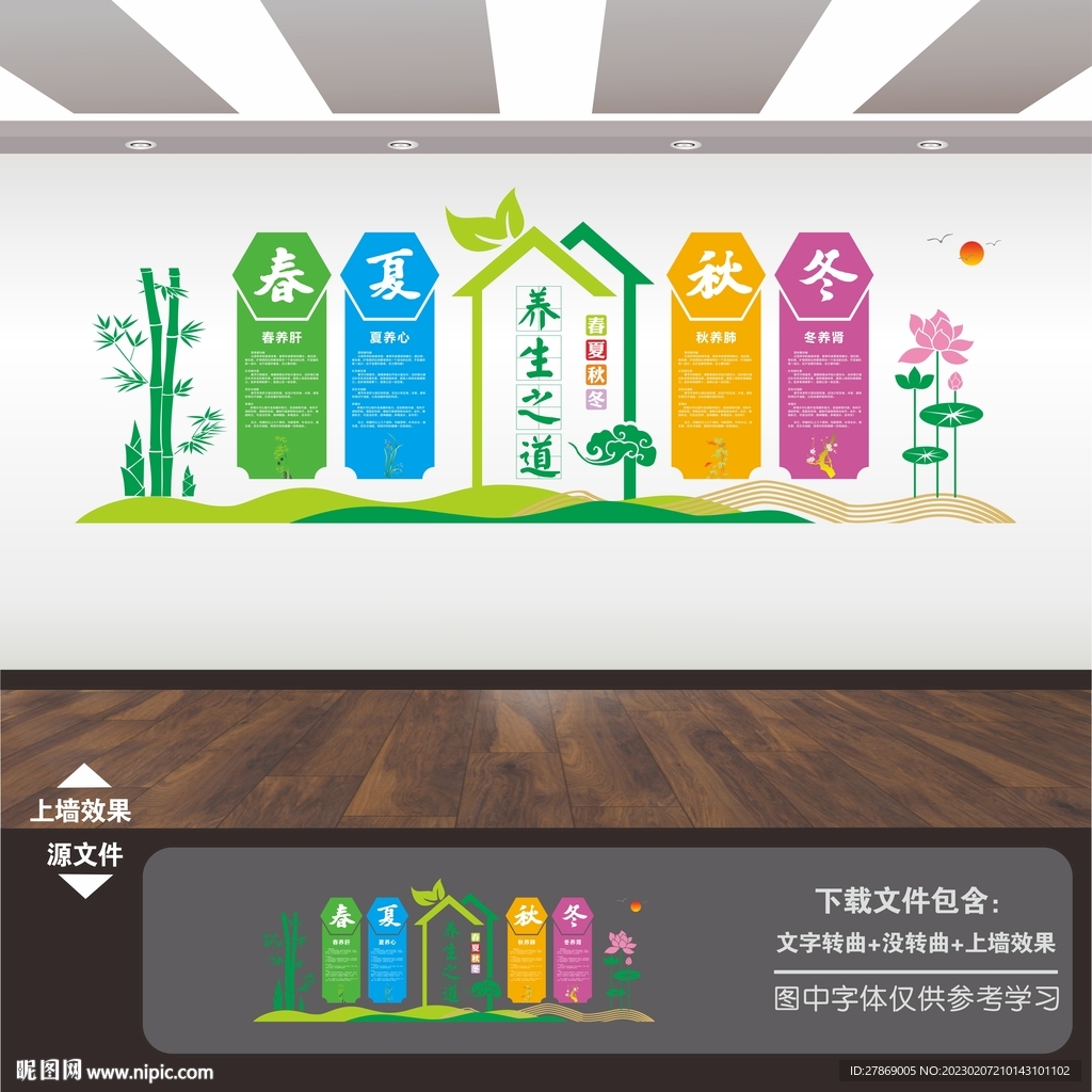 四季健康养生展板海报形象墙