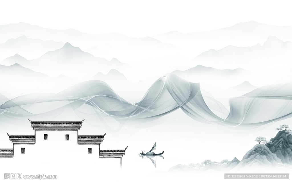 最新 背景新山水画 tIF分层