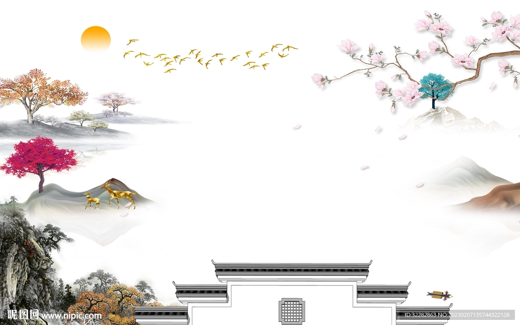 高端 背景新山水画 tIF分层