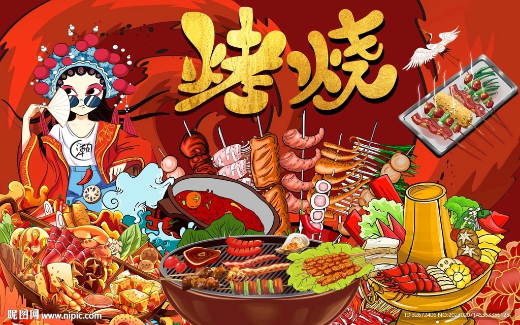 烧烤背景墙图片
