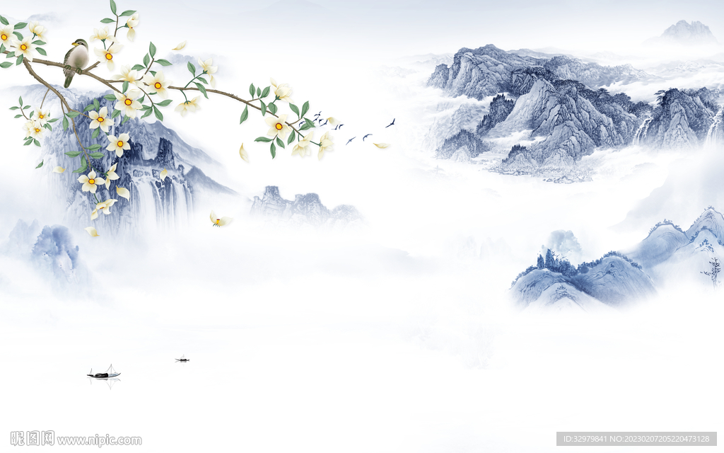 国风 爆款中式山水 tif分层